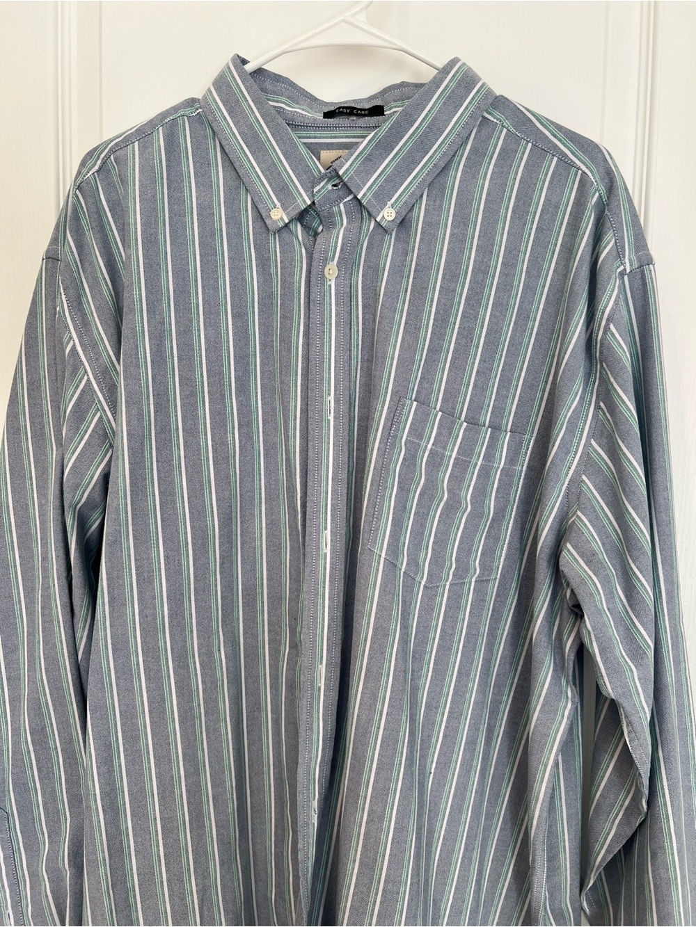 St. John's Bay Green and Blue Striped Button-Down Shirt XXL Classic Professional